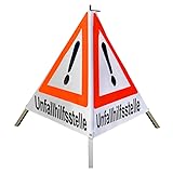 Warnpyramide/Faltsignal 70 cm - Achtung(VZ101) "Unfallhilfsstelle" - weiß tagesl. leicht