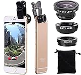 Kit d'objectif 3 en 1 Pour téléphone Portable, objectif Macro fisheye Grand Angle (Schwarz)