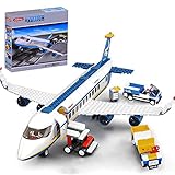jingwei 463-teiliges Flughafen-Spielzeug-Set Airplane Bricks Toy-Airbus, mit Shuttlebus, Gepäckwagen, 4 Passagieren und 3 Flughafenmitarbeitern als Minifiguren, tolles Geschenk für Kinder