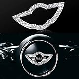 Bling Bling Auto Lenkrad Dekoration Innenzubehör Diamant Aufkleber Lenkrad Logo Strass DIY Lenkrad Abziehbilder Abdeckung für Auto Dekoration (Kompatibel mit Mini Cooper)