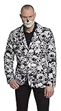 Boland 79134 - Jacke Skulls, Totenkopf-Jacke, Herren, Erwachsene, schwarz-weiß-Sakko, Größe XL, aus Polyester, Halloween, Karneval, Mottoparty