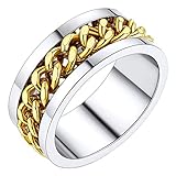 PROSTEEL Ringe für Hochzeit Verlobung 18k vergoldet Spinner Kette Ring Größe 64 schlichte Drehringe Bandring für Männer Jungen Modeschmuck Accessoire für Geburtstag