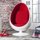 cagü Design Retro Lounge Sessel Sitzei Egg Ball Weiß-Rot drehbar Designklassiker Space Age