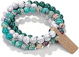 Handmade Echte Natursteinperlen Heilsteine Armband (Shoushan Stein&Weißes Türkis&Malachit)