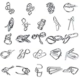 Qanmua 24 Stück Knobelspiele Set, 3D Brainteaser Metall Puzzle IQ Spiele für Kinder, Erwachsene und Studenten - Geduldspiele und Puzzle Ring Geschenke