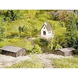 NOCH Kleingebäude-Set, 3-teilig, Laser-Cut Modelle für Modellbahnen Spur Z, Szenengestaltung