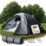 MONTARAY Zelt 4 Personen Doppelwandig – Wasserdichtes Zelt mit Moskitonetz, Insektenschutz & Tragetasche – Winddicht, Atmungsaktiv, Kompakt & Einfacher Aufbau – Ideal für Festivals & Outdoor, 4P