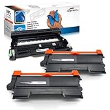 2X Toner + 1x Bildtrommel kompatibel zu Brother TN2220 DR2200 für DCP-7055 DCP-7060D MFC-7360N MFC-7460DN 7860DW HL-2130 HL-2240 HL-2240D HL-2250DN HL-2270DW FAX-2840 FAX-2940