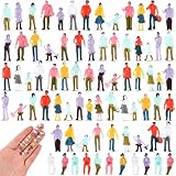 Namalu 100 Stück Miniaturfiguren Maßstab 1:150 bemalte Architektonischen Menschenfiguren Sitzen und Stehen Plastik Menschen Figuren Verschiedene Posen Mini Modelleisenbahn Figuren für Miniaturszenen