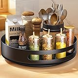 Drehteller, SAYZH Lazy Susan Drehteller Organizer, Gewürzregal Drehbar für Küche Speisekammer Schrank Schrank Tisch Arbeitsplatte, Metall Stahl, 30,48 CM, Schwarz