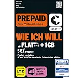 congstar Prepaid wie ich Will SIM-Karte ohne Vertrag I Prepaid-Guthaben Wunschmix in D-Netz-Qualität I frei wählen 1-15 GB & 9 Ct. pro Min/SMS – Flat I alle 4 Wochen neu Mixen I 10 EUR Startguthaben