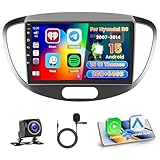 Hikity 2+64G Autoradio Navi Für Hyundai i10 2007-2013 mit Wireless Carplay Android Auto Mirror Link, 9 Zoll Touchscreen Android 15 Radio Bluetooth mit GPS WiFi EQ FM RDS SWC MIC Rückfahrkamera