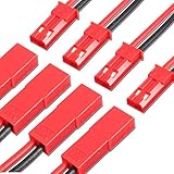 VUNIVERSUM 5 Paar (10 Stück) 2Pin Original Premium JST BEC Stecker Buchse Male Female inkl. 15cm 20AWG Silikon Kabel Enden 3mm verzinnt RC Modellbau