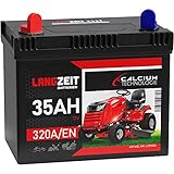 Langzeit Rasentraktor Batterie 12V 35Ah Starterbatterie Aufsitzmäher Rasenmäher Plus Pol Links statt 26Ah 30Ah 32Ah