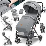 KIDIZ® Kinderwagen Kinderbuggy klappbar Liegebuggy Sportwagen Faltbar 360° Räder 5-Punkt Gurt Inkl. Fußsack, Getränkehalter, Regenabdeckung & Moskitonetz verstellbare Rückenlehne & Sonnenverdeck