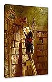 Pixxprint Carl Spitzweg - Der Bücherwurm, Größe: 120x80cm, Leinwandbild, fertig gespannt, Wandbild, Dekoration, Kunstdruck, kein Poster
