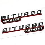 2X 4MATIC BITURBO Emblem Badge Aufkleber Für C63 CLS GLC GLA E63 Schwarz Rot NEU