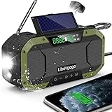 Notfall-Radio Spritzwassergeschützt Bluetooth-Lautsprecher Tragbares AM/FM Solar-Kurbelradio mit Taschenlampe LED-Leselampe Solar-Panel 5000mAh Powerbank Outdoor Camping Dynamo-Radio