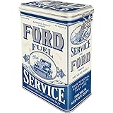 Nostalgic-Art Retro Kaffeedose, 1,3 l, Ford – Fuel Service – Geschenk-Idee für Ford-Zubehör Fans, Blech-Dose mit Aromadeckel, Vintage Design