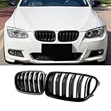 Hengjiayao E92 Nieren Schwarz Passend für BMW 3er E92 Coupé E93 Cabrio 328i 335i Facelift 2010-2013 E93 Kühlergrill Gloss Schwarz Kühlergrill Vorne（Nicht für M3） (For 3er E92 E93 2010-2013)