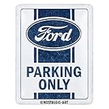 Nostalgic-Art Retro Blechschild, 15 x 20 cm, Ford – Parking Only – Geschenk-Idee für Ford-Zubehör Fans, Original Lizenzprodukt (OLP), aus Metall, Vintage Design, Blechschilder Sprüche