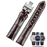 FOUUA Uhrenarmband für Longines - 19mm 20mm 21mm Leder Krokodilmuster Echtleder mit Blau Schwarz Braun - Ersetzen für Longines Master Concas Classic Reproduction Series