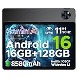 DOOGEE U11 Android 16 Tablet 11 Zoll Gemini AI 16GB RAM +128GB ROM (2TB TF) 8580mAh Gaming Tablet Unisoc T7200 Octa-Core 13MP+5MP Tablets PC 2.4G+5G WLAN GMS/ WidevineL1/ 3.5mm Audio/GPS/Face ID/OTG