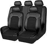 JYRCWTPY Leder Auto Sitzbezüge für Renault Clio V Life/Zen/Intens/R.S. Line 2019 2020 2021 2022 2023 2024 Rutschfester Autositzschoner Universelle Sitzkissen Schonbezüge Auto Zubehör,Black/A