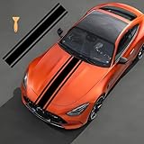 Cooles Autohaube Kofferraum Streifen Aufkleber,Auto Racing Motorhaube Karosserie Seite Fenster Aufkleber Dekor, Vinyl Modifizierte Motorabdeckung Streifen Aufkleber für Autos SUV Geländewagen,Schwarz