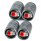 für Audi S line Ventilkappen, Reifen Ventilkappen für Audi RS A1 A3 RS3 A4 A5 A6 A7 RS7 A8 Q3 Q5 Q7 R8,Ventilkappen mit Dichtung für stabilen Reifendruck, Autoventil Kappe, Auto Zubehör, Schwarz