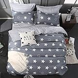【Neueste】 GETIYA 2 Teilig Bettwäsche 135x200cm Sternenstaub Grau Anthrazit Bettwäsche für Kinder Sterne Microfaser Bettbezug mit Reißverschluss Kinder Grundlegende Sammlung