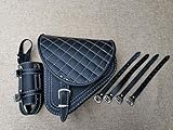 ORLETANOS Diablo Silver Schwingentasche kompatibel mit Harley Davidson Softail Heritage Starrahmen Fatbob ab 2018 Silber Nähte schwarzes Echtleder Flaschenhalter