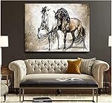 Poster Bild 70x80cm Kein Rahmen Retro Pferd Abstrakte Tierkunst Ölbilder Hängende Bild Kunst Malerei Wohnzimmer Wohnkultur