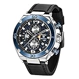 BENYAR Herren Uhr wasserdichte Chronograph Uhren Analog Quarz Lederband Armband Uhr für Männer