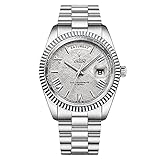 CADISEN Automatik Uhr Herren MIYOTA 8285 Mechanische Automatikuhr Saphirglas Und Edelstahlarmband Uhr (Grau)