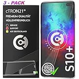 cTRON21 3X Schutzfolie kompatibel mit Samsung Galaxy S10 Plus Vollständige Abdeckung Hüllen freundlich Display Folie TPU Displayschutzfolie Keine Bläschen