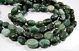 Generic Natürlicher Smaragd, unbehandelt, oval, Nugget-Form, echter Smaragd, glatte Perlen/Strang, 33 cm lang, Edelsteinperlen für die Schmuckherstellung (Halskette, Armbänder), mittelgroß, Grün