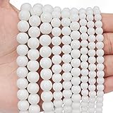 Siomia Tridacna 60 Stück weiße Jade Perlen 6mm für Schmuckherstellung Natürliche Halbedelstein Perlen Runde Glatte Perlen für Halsketten und Armbänder