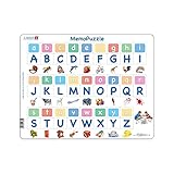 Larsen GP426 MemoPuzzle Alphabet Deutsch – 52 Teile, Lernspiel ab 4 Jahren, Groß‑ & Kleinbuchstaben Lernen, ABC Puzzle mit Quiz‑Effekt, stabiles Tablett, Made in Norway