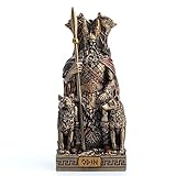 Veronese Design Miniaturfigur Nordischer Gott, Allvater, Odin, sitzend auf Thron, Kunstharz, handbemalt, Bronze-Finish, 8,9 cm, WU78058AP