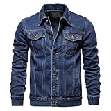 Oanviso Herren Jeansjacke Casual Übergangsjacke Stehkragen Denim Outdoorjacke Slim Fit Jeans Bikerjacke Lässige Outwear Baggy Arbeitsjacke Mode Mantel Mit Knöpfen A Dunkelblau 3XL