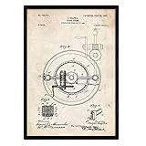 Nacnic Poster mit Gerahmter Kunstdruck "Weinpresse 2" - Antikes Patent in Größe A3 mit Vintage-Hintergrund mit Rahmen