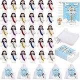 YumSur 50stk Jesus Miniatur-Figuren, Enthalten 50 Gebet Schrift Karten und Organza Taschen Little Jesus Religiöses Geschenk für Sonntag Schule Christliche Kirche Party Favor