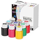 7 Artists Textilfarbe Set 9x20ml Stofffarben Waschfest Kinder -Premium Qualität Textilfarbe Waschmaschinenfest -T-Shirt Farbe/Fabric Paint für kreative Designs- Ideal Stoffmalfarben Waschfest Kinder