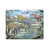 Larsen Puzzles FH31 Rahmenpuzzle Kinder Dinosaurier der Kreidezeit 65 Teile ab 6 Jahre Lernspielzeug Konzentration und Fantasie fördern