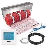 VILSTEIN© Elektrische Fußbodenheizung (6m² - 12m lang / 0,5m breit) Elektro Fußboden-Heizmatte 150W/m² für Fliesen-boden Fußboden-Heizsystem Elektrisch inkl. Thermostat TWIN Technologie Komplett-Set