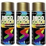 Deco Color 3er Sparpack DC Lackspray glänzend 400ml nach RAL freie Farbauswahl (3 Dosen in goldlack glanz)
