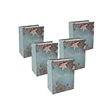 Sigel GT124/5 mittelgroße Premium Geschenktüten aus Papier, 5er Set, blau/kupfer, mit Seidenbandgriffen, 18 x 23 x 10 cm, Gl. Christmas, Papier-Geschenktaschen Weihnachten