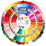 JOTOL Stickgarn,250 Farben Embroidery Floss,Farben Stickgarn Kreuzstich Faden mit Einfädlern, Faden Karten, Fingerhut, Nahttrenner und Nähnadeln