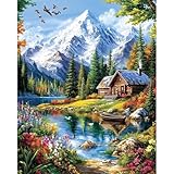 MAXBYE Landschaft Malen Nach Zahlen Erwachsene, Berge Paint by Numbers DIY Handgemalt Ölgemälde Kit Leinwand Acrylfarben Painting für Home Decor Geburtstag Weihnachten Geschenk, Ohne Rahmen 40x50cm
